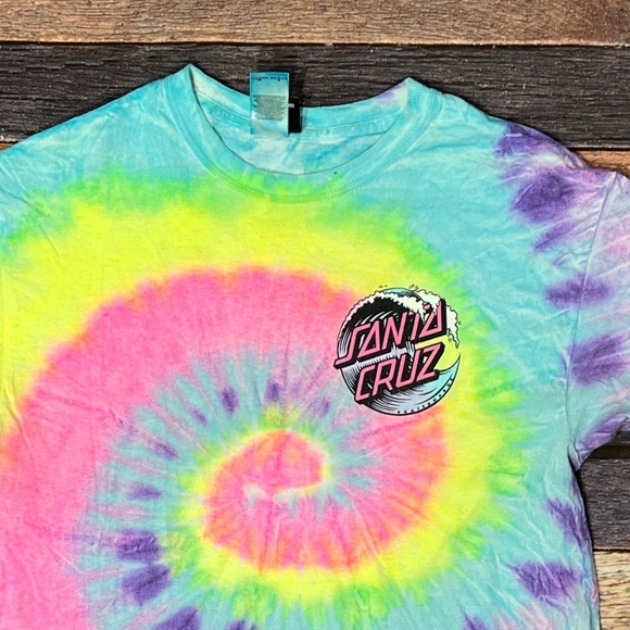 Santa Cruz T Shirt Tie Dye Multi Color Short Sleeve Graphic Tee Skater - Picture 4 of 6
